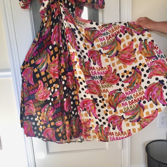 FARM Rio Half and Half Bananatic Print Maxi Dress Tropical Dopamine Dressing - Picture 15 of 16